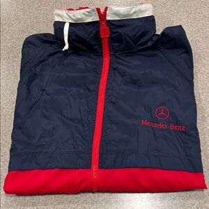Mercedes-Benz Men’s L/XL Windbreaker Jacket, Red/Navy, Vintage